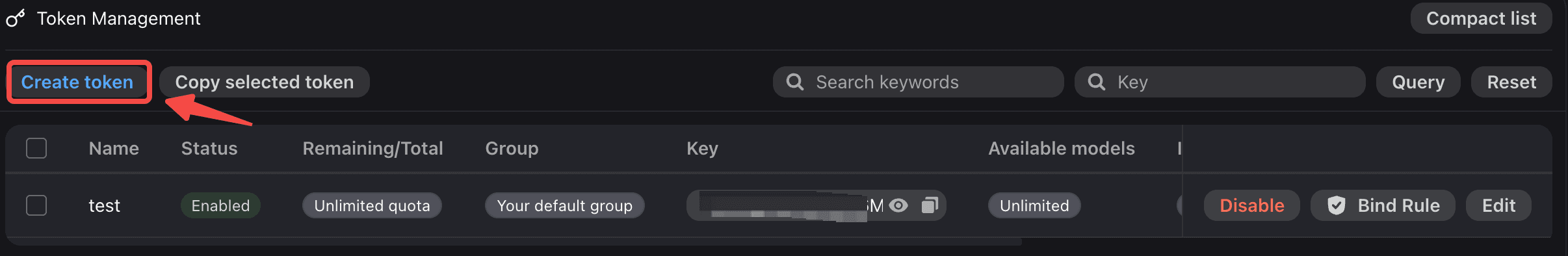 Token Manager — Create Token