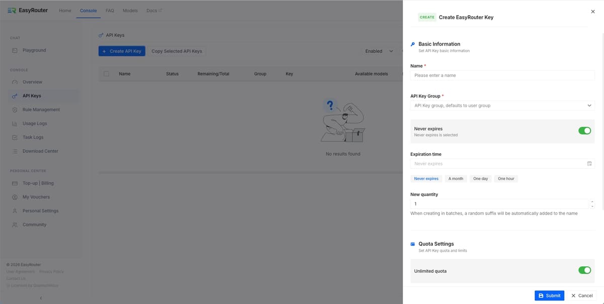 Quick Start | EasyRouter API Docs